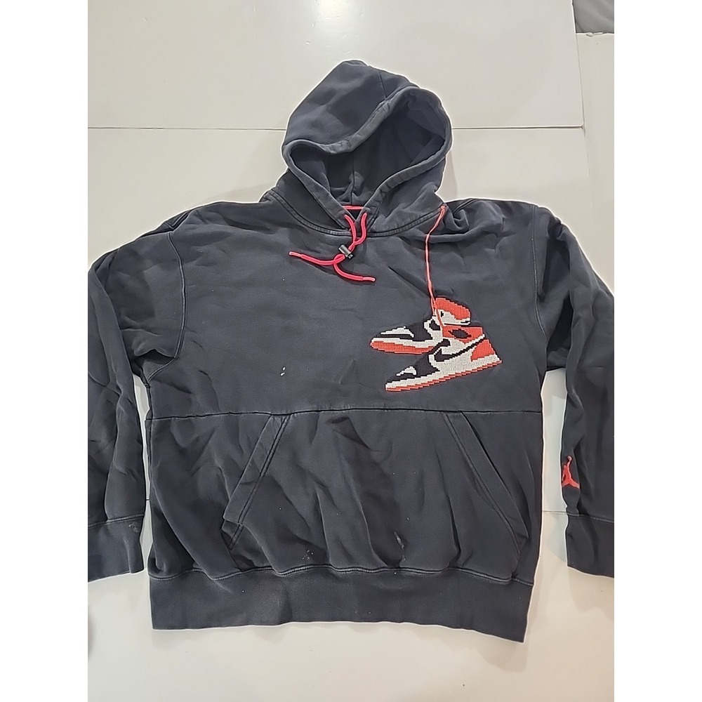 Nike Air Jordan 1 Retro Jumpman Holiday Pullover Hoodie Black Embroidered Large